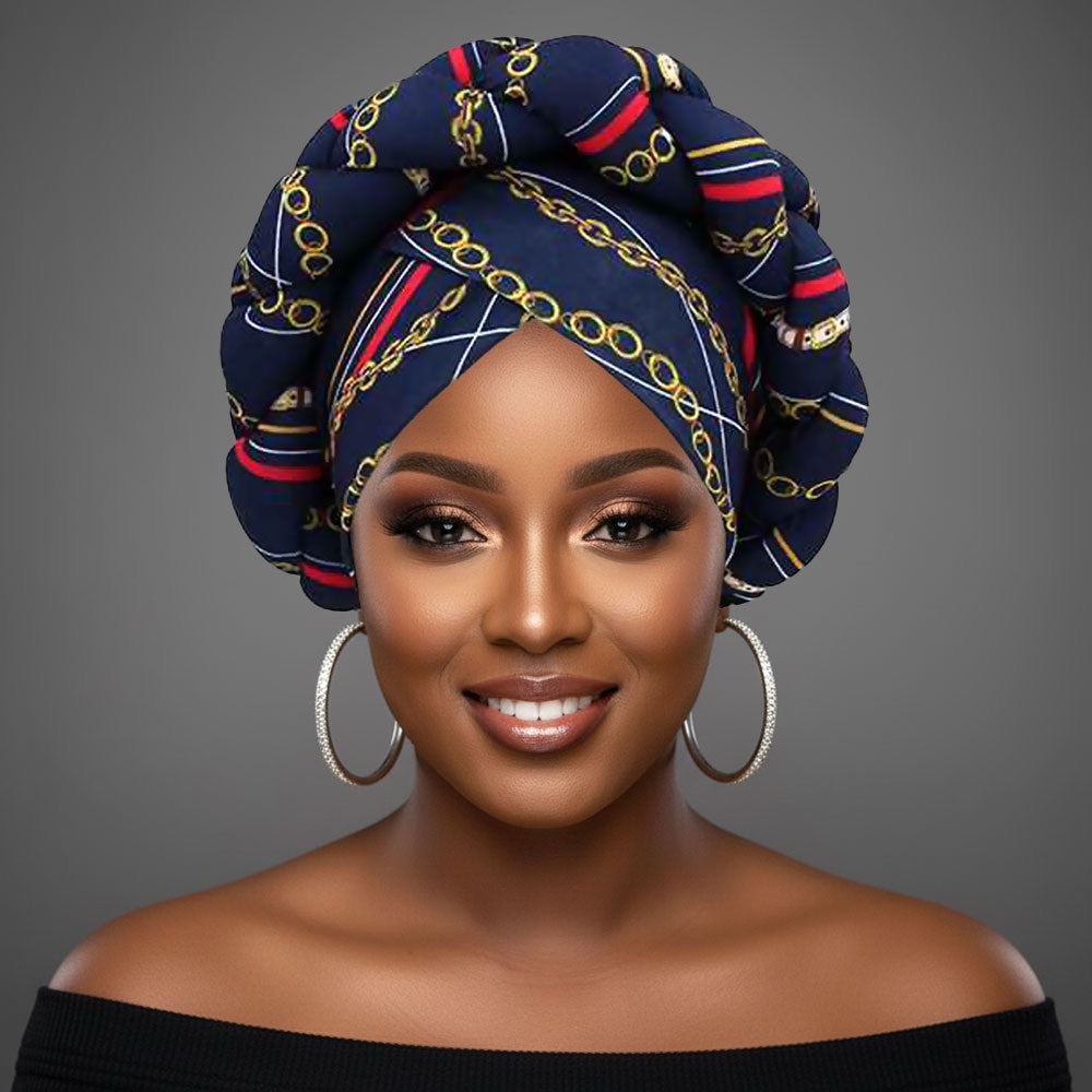 Navy and Gold Chain Pattern Head wra, Gorgeous